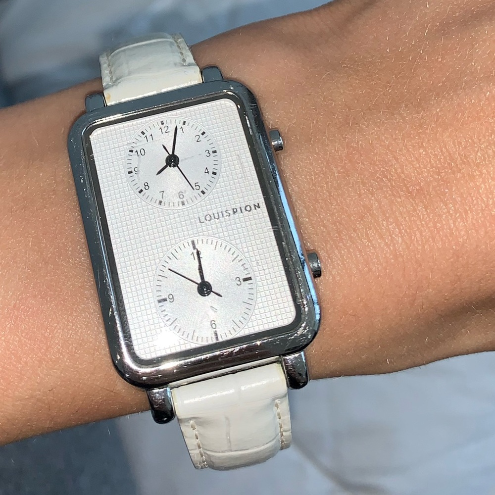 Louis Pion Watch with leather white strap